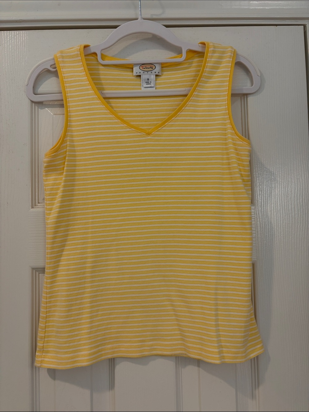 Talbots Yellow and White Striped V-Neck Tank